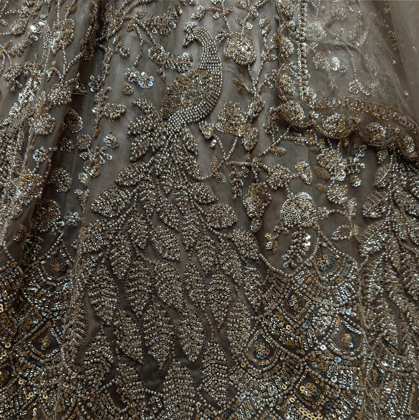 Jazzagals - Peacocks Handworked Designer Champagne Gold Lehenga Choli