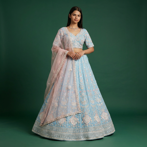 Royalty - Viscose Soft Silk Designer Lehenga in Beads Handwork