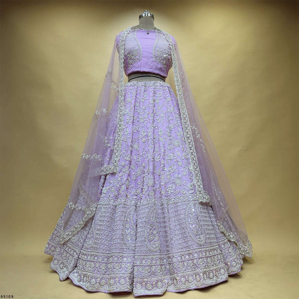 Royalty - Viscose Silk Lavender Designer Lehenga w/h Full Sleeve Blouse