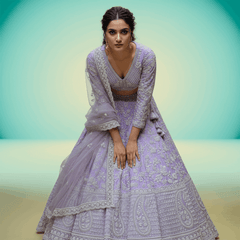 Royalty - Viscose Silk Lavender Designer Lehenga w/h Full Sleeve Blouse