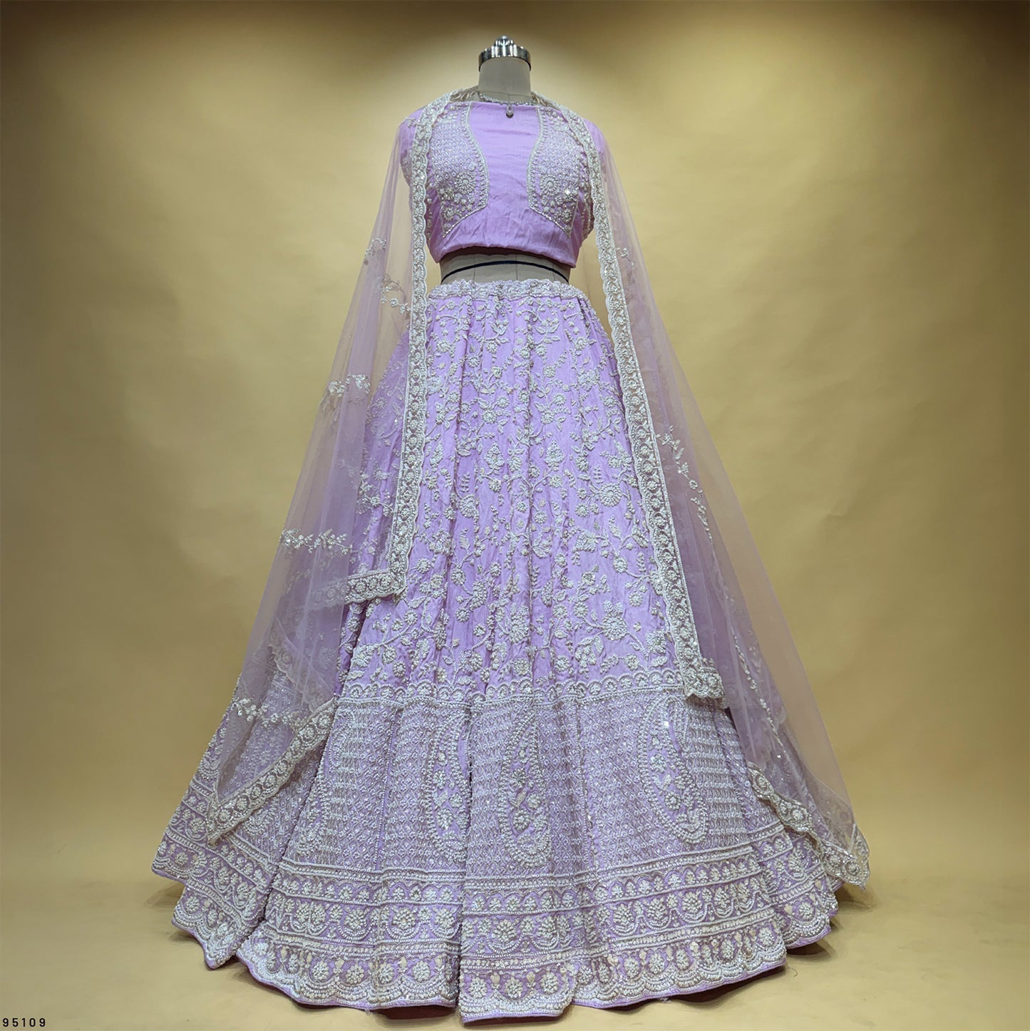 Royalty - Viscose Silk Lavender Designer Lehenga w/h Full Sleeve Blouse