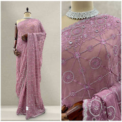 JMS_Studio Designer Mirror Work Georgette Partywear Saree