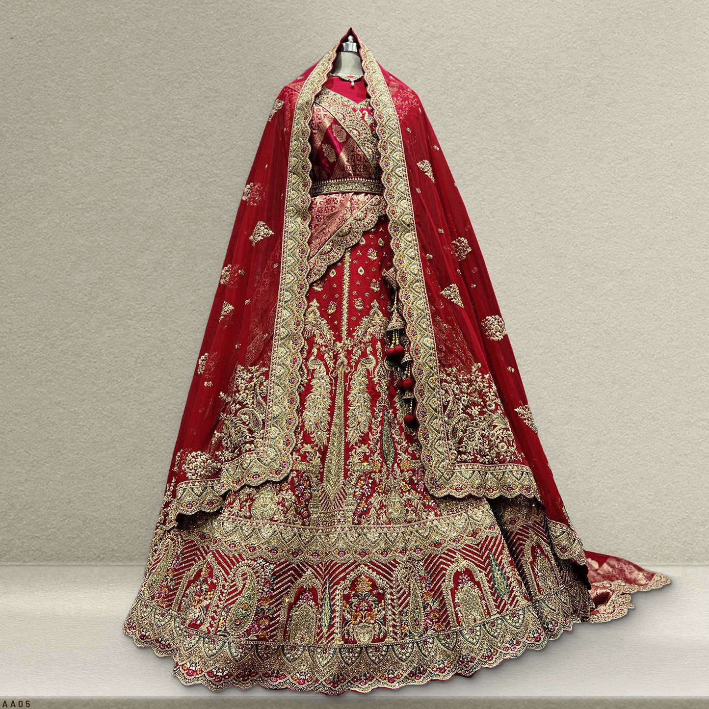 Sangria : Double Dupatta Royal Maroon Bridal Lehenga - JMS Studio