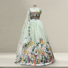 Aisha - Multicolor Floral Lightweight Georgette Partywear Lehenga JMS Studio {{ Royal Red Bridal Lehenga}}