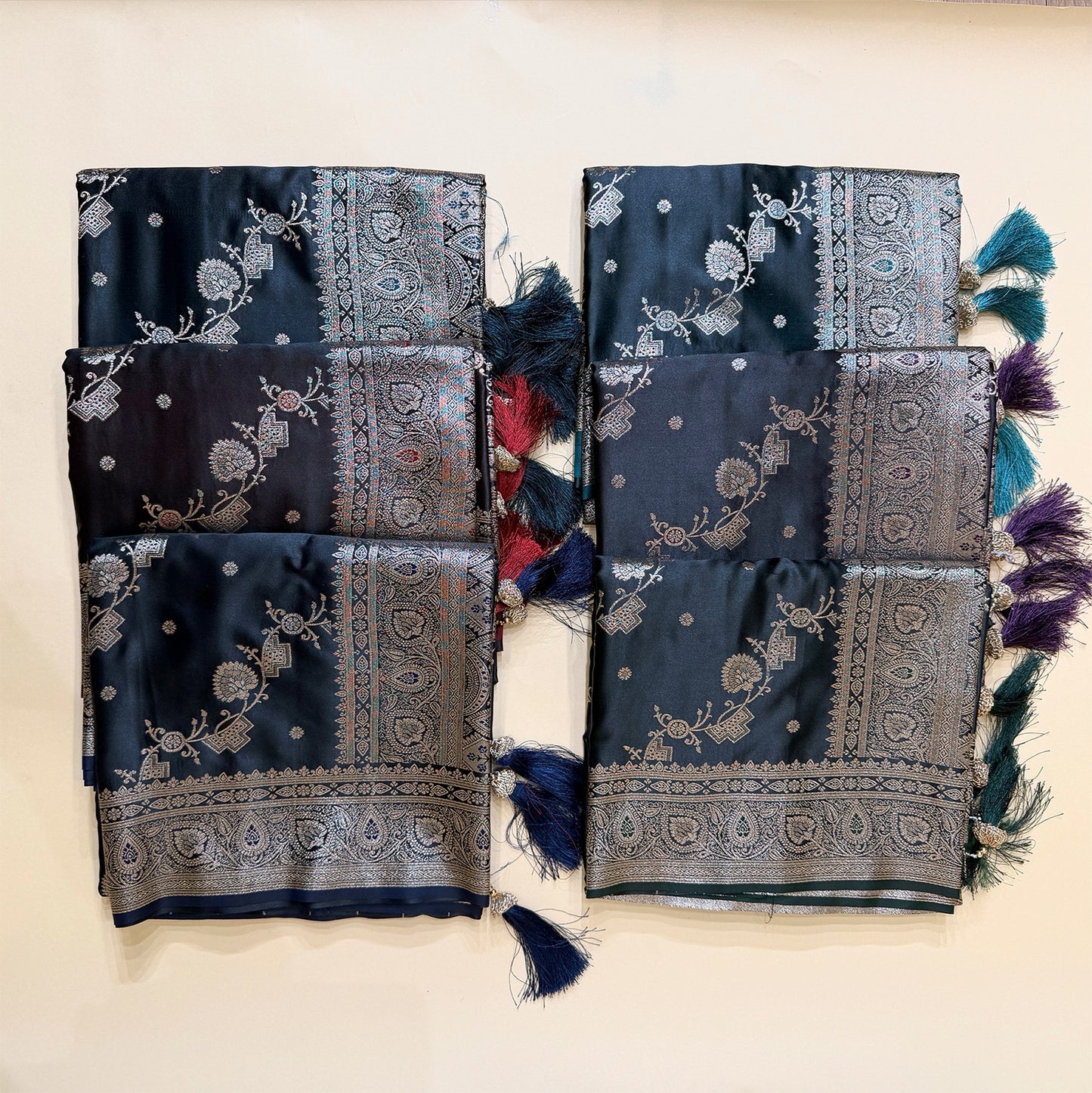 Soft Satin Silk Saree With Zari Border Pallu in Leheriya Pattern with Blouse