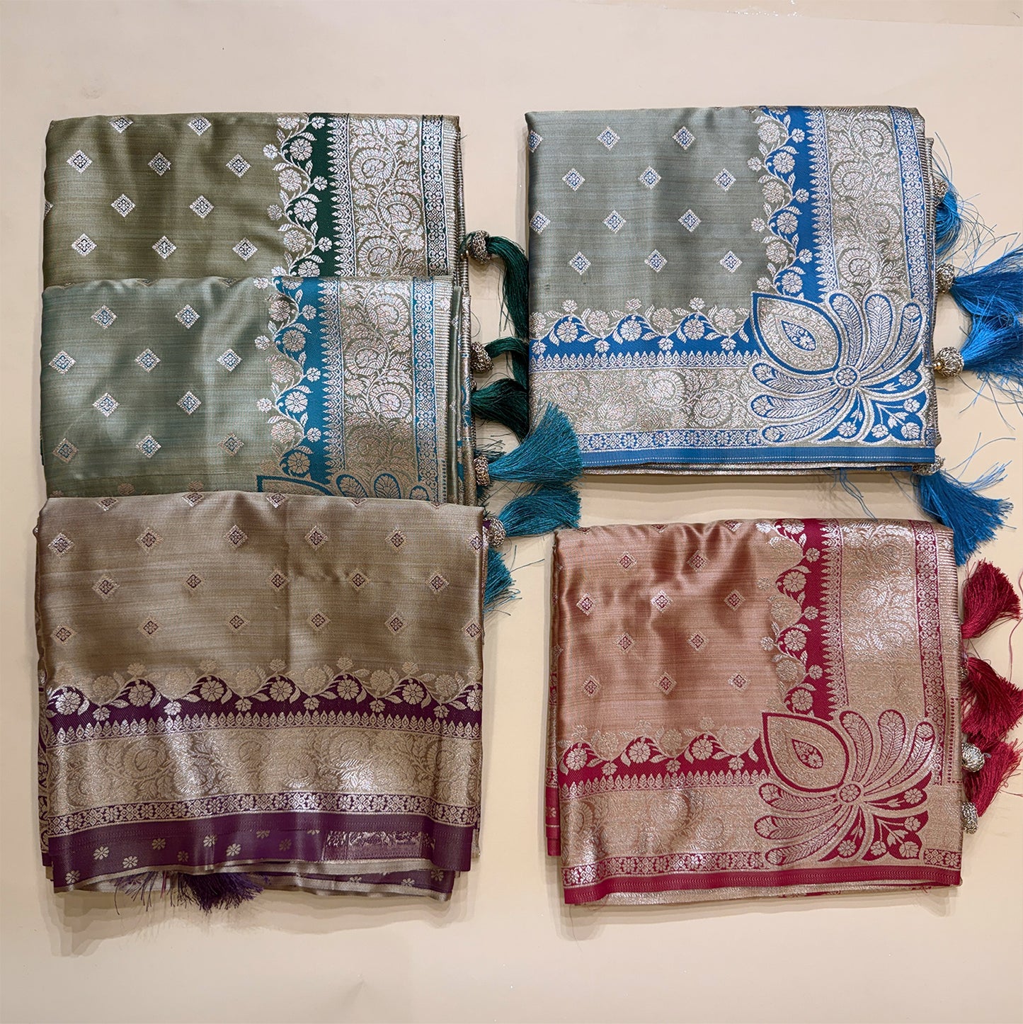 Soft Satin Silk Saree With Zari Border Pallu in Dual Shade with Blouse