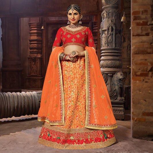 Shringaar: Luxurious Banarasi Silk Lehengas with Intricate Silk Work Blouse JMS Studio {{ Royal Red Bridal Lehenga}}