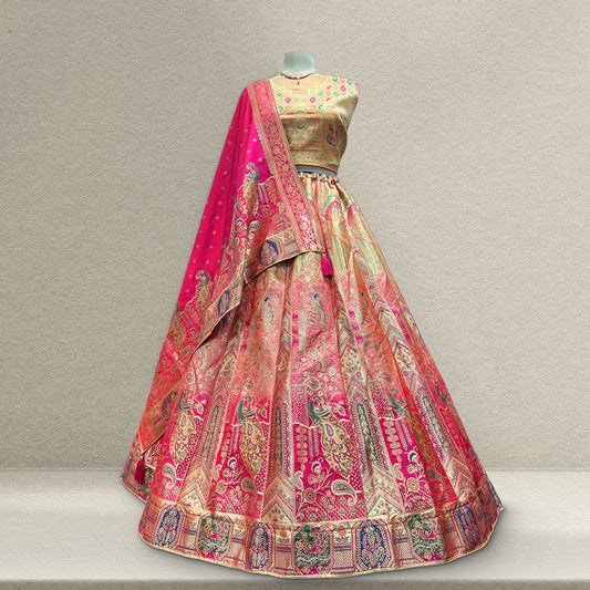 Shringaar: Hand Dyed Banarasi Weaving Multicolor Lehenga JMS Studio {{ Royal Red Bridal Lehenga}}