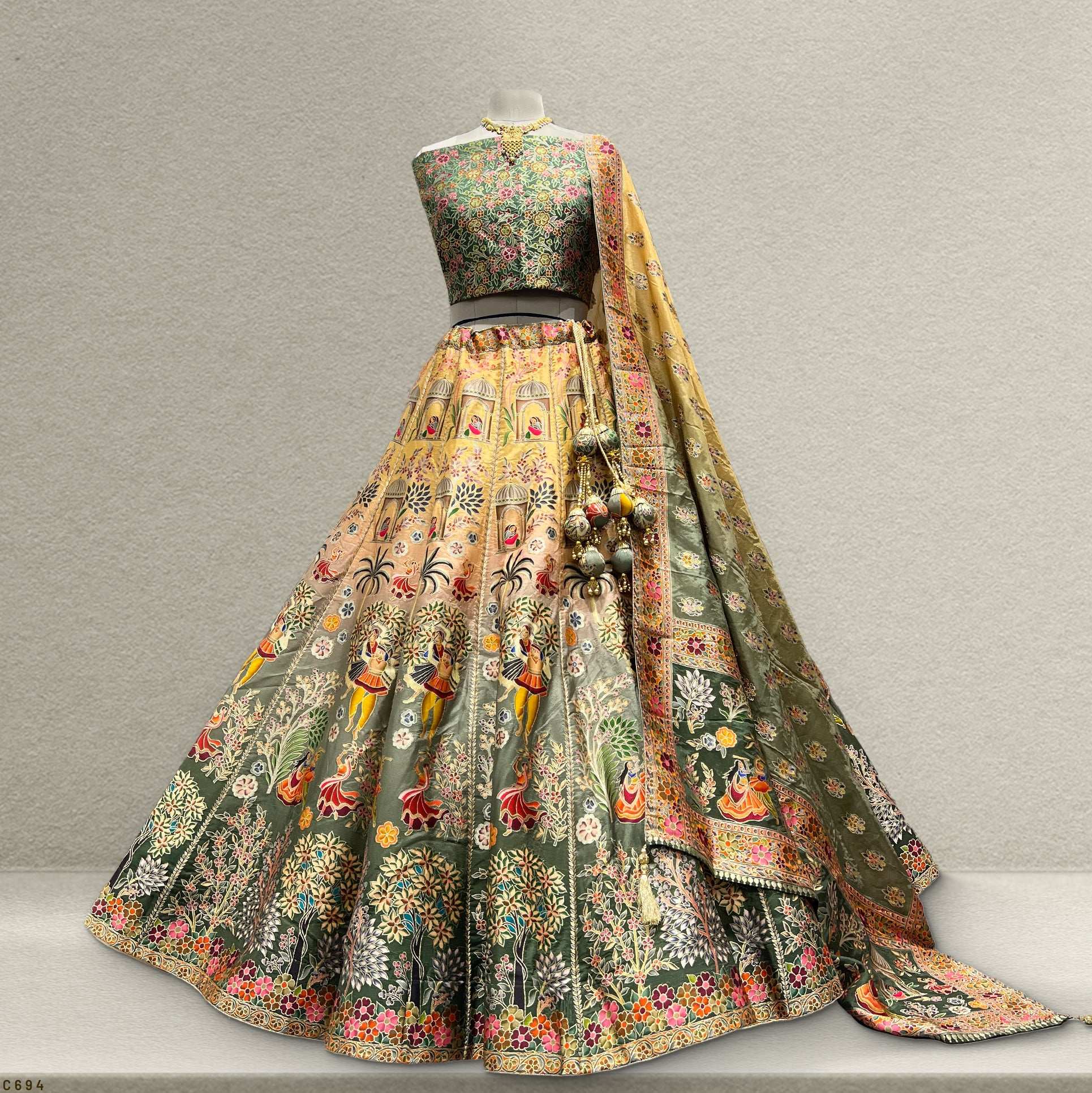 Gulaal - Multicolor Banarasi Silk Weaving Multicolor Carnival Lehenga