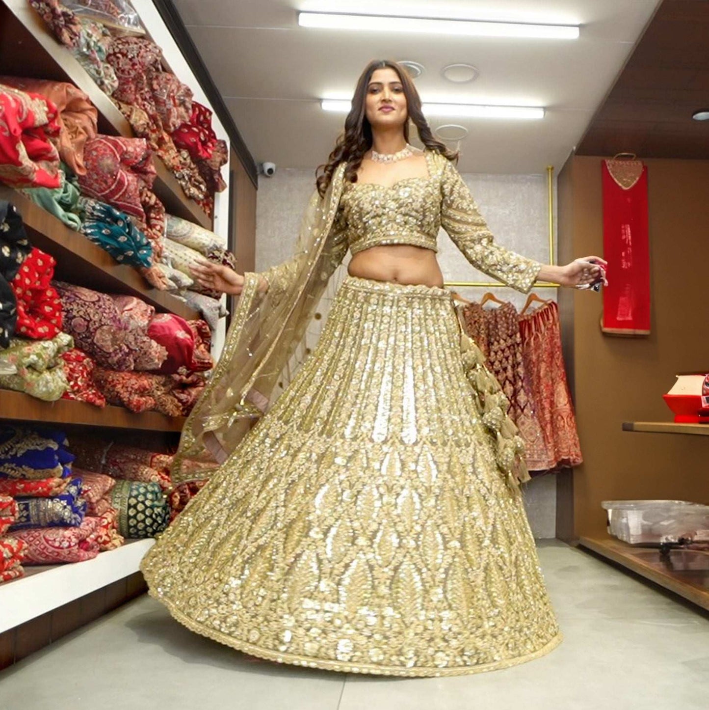 Celestial Collection: Ready-to-Wear GOLD Reception and Sangeet Lehengas