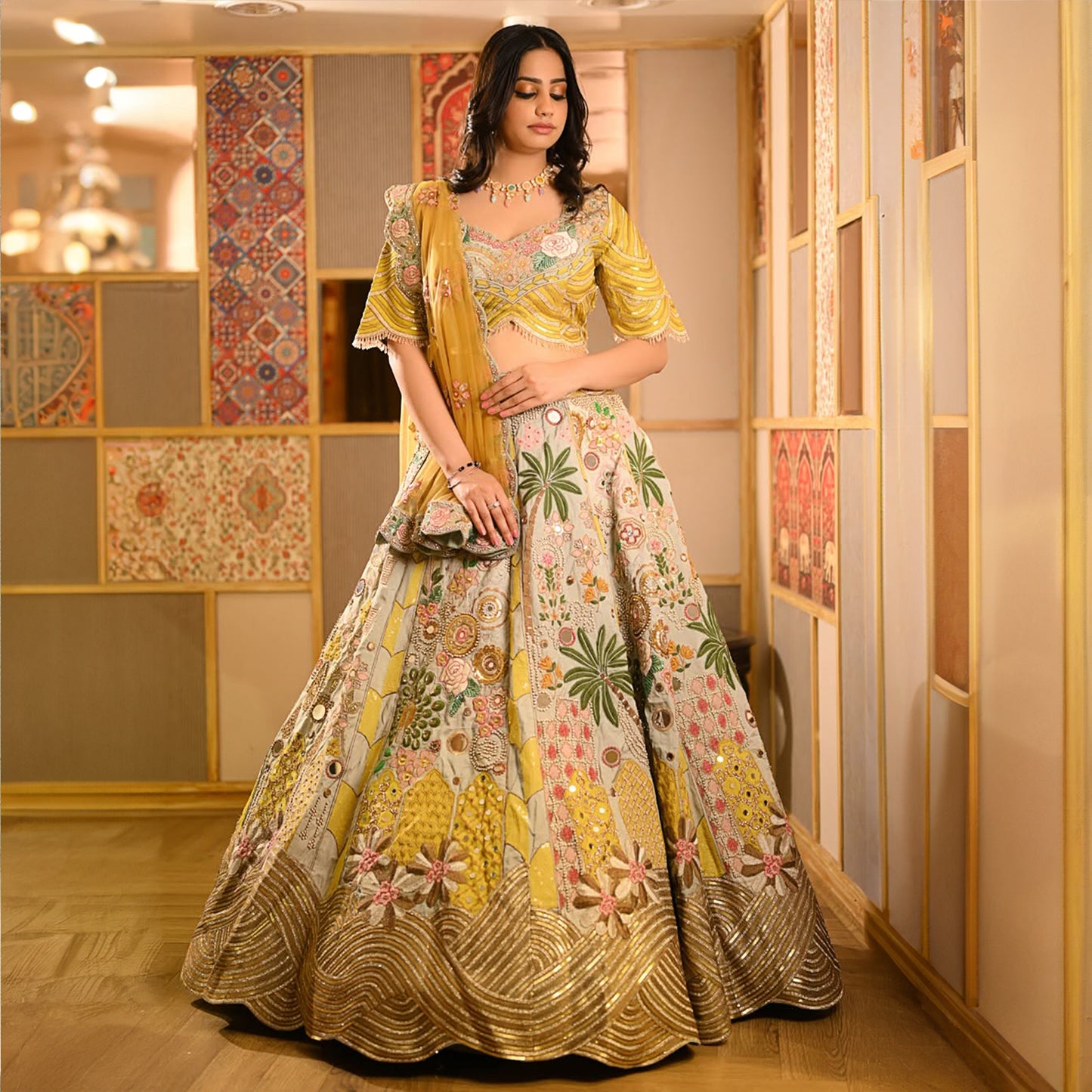 Rosé - Celebrity Designer Couture Raw Silk Lehenga Ready to Wear