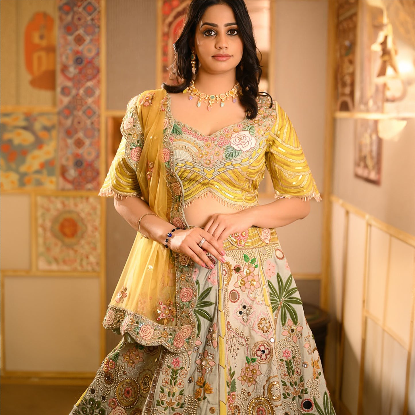 Rosé - Celebrity Designer Couture Raw Silk Lehenga Ready to Wear