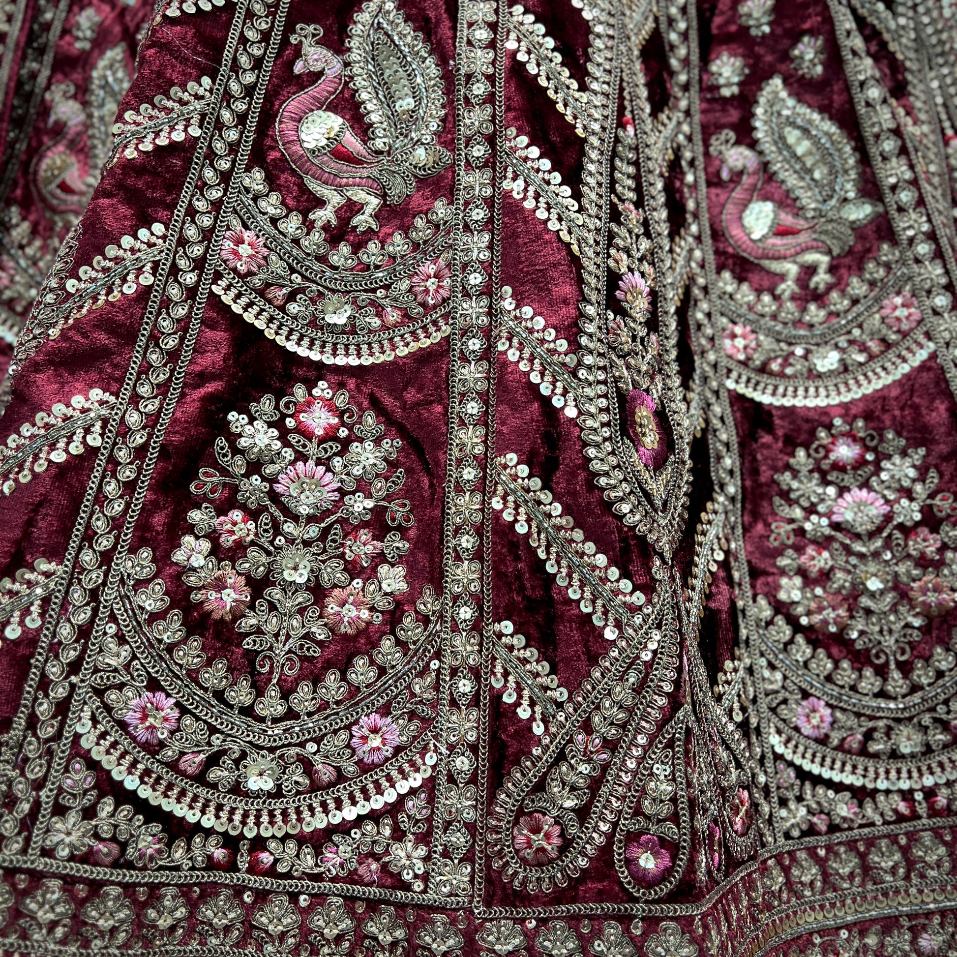 Amrapali - The Royal Rajwadi Deep Maroon Bridal Lehenga JMS Studio {{ Royal Red Bridal Lehenga}}