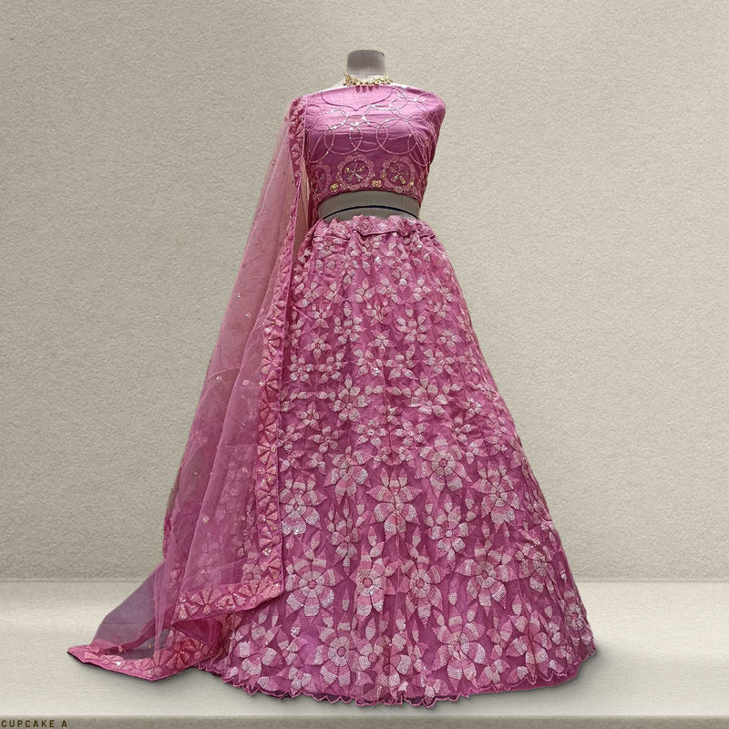 Jodha - Sequins Partywear Pastel Sider Lehenga JMS Studio {{ Royal Red Bridal Lehenga}}