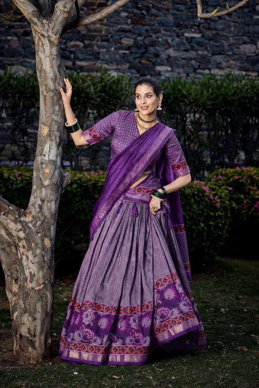 Doli - Rich Purple Digital Print Silk Lehenga Choli