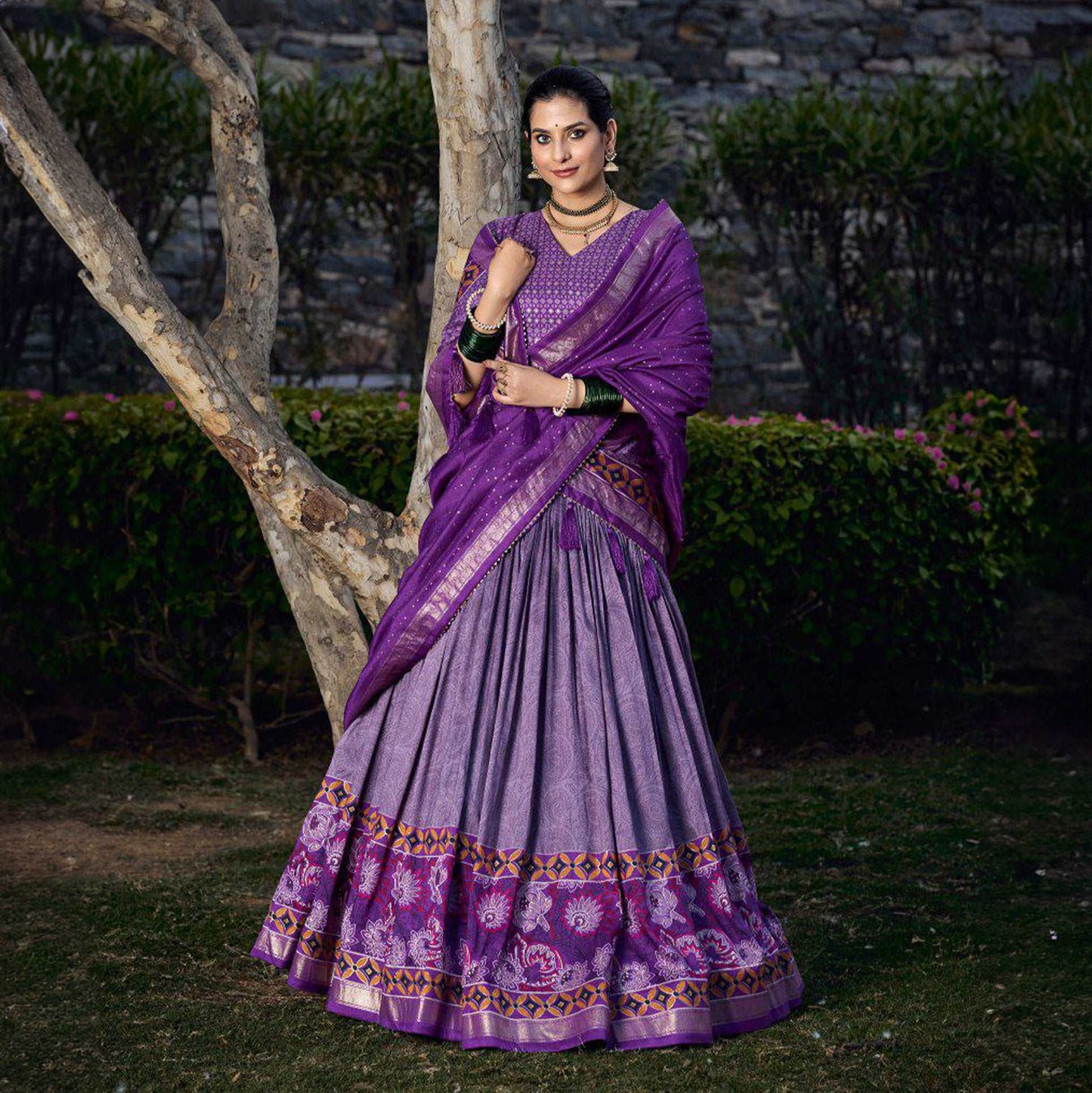 Doli - Rich Purple Digital Print Silk Lehenga Choli