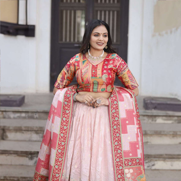 Gulaal - Kalamkari Multicolor Viscose Silk Position Print Lehenga Set