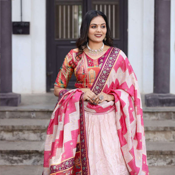 Gulaal - Kalamkari Multicolor Viscose Silk Position Print Lehenga Set