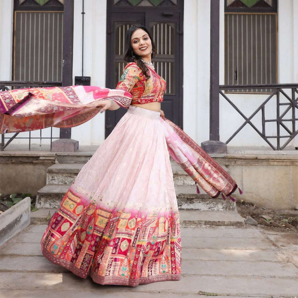 Gulaal - Kalamkari Multicolor Viscose Silk Position Print Lehenga Set