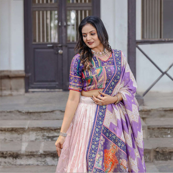 Gulaal - Kalamkari Multicolor Viscose Silk Position Print Lehenga Set