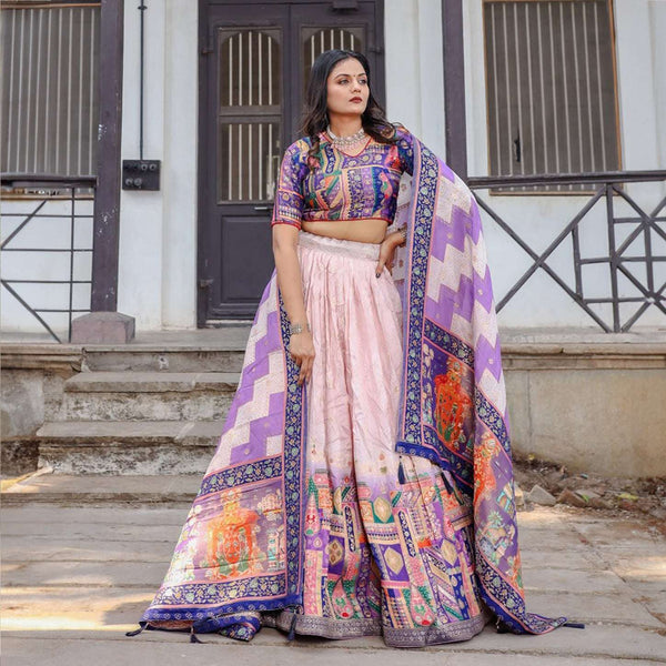 Gulaal - Kalamkari Multicolor Viscose Silk Position Print Lehenga Set