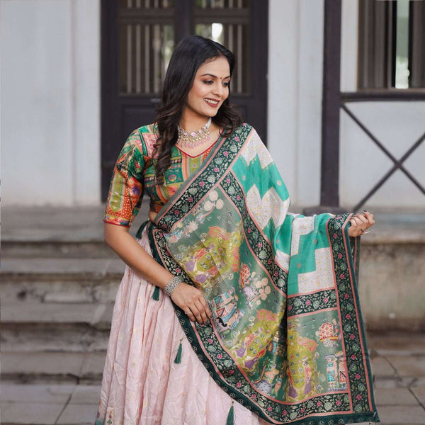 Gulaal - Kalamkari Multicolor Viscose Silk Position Print Lehenga Set