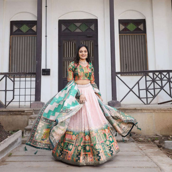 Gulaal - Kalamkari Multicolor Viscose Silk Position Print Lehenga Set