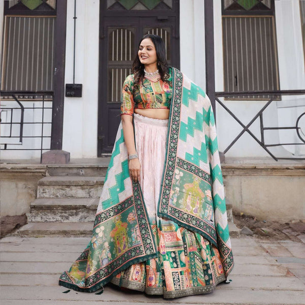 Gulaal - Kalamkari Multicolor Viscose Silk Position Print Lehenga Set