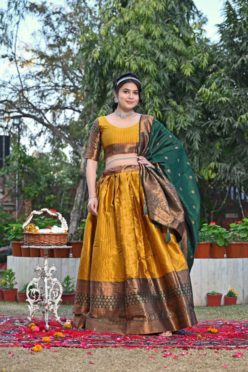 Doli - Haldi Green Jacquard Silk Lehenga Choli