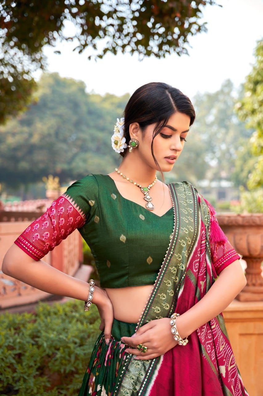 Doli - Rama Green Digital Print Silk Lehenga Choli