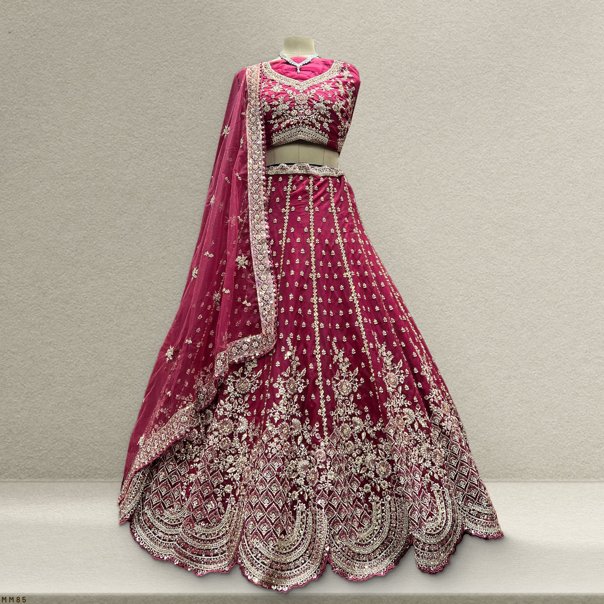 Jazzagals - The Modern Net Big Flared Lehenga for Sangeet Engagement JMS Studio {{ Royal Red Bridal Lehenga}}