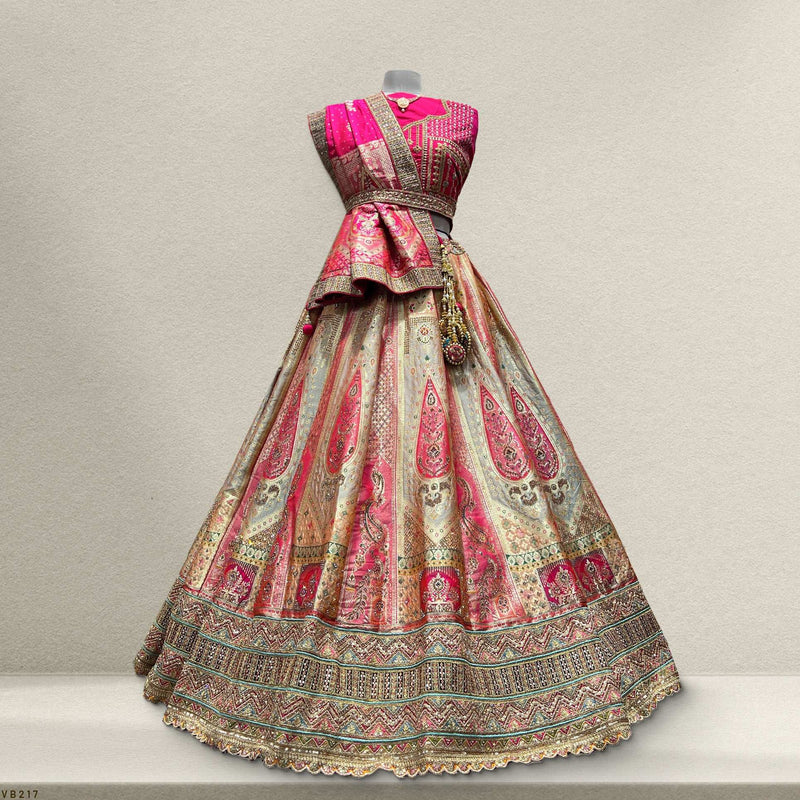 Shringaar: Multicolor Banarasi Lehenga with Heavy Border & Blouse
