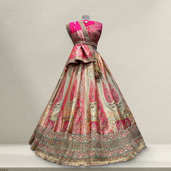 Shringaar: Multicolor Banarasi Lehenga with Heavy Border & Blouse