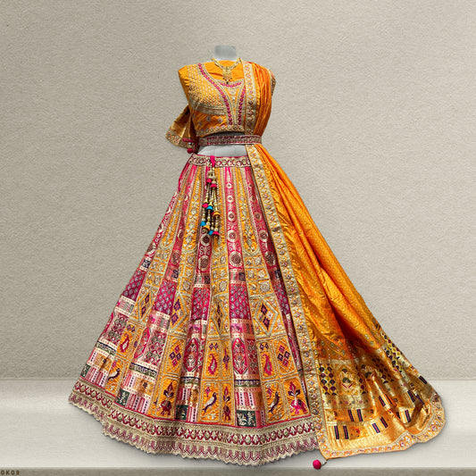 Shringaar: Patola Banarasi Silk Lehengas with Intricate Silk Work Blouse JMS Studio {{ Royal Red Bridal Lehenga}}