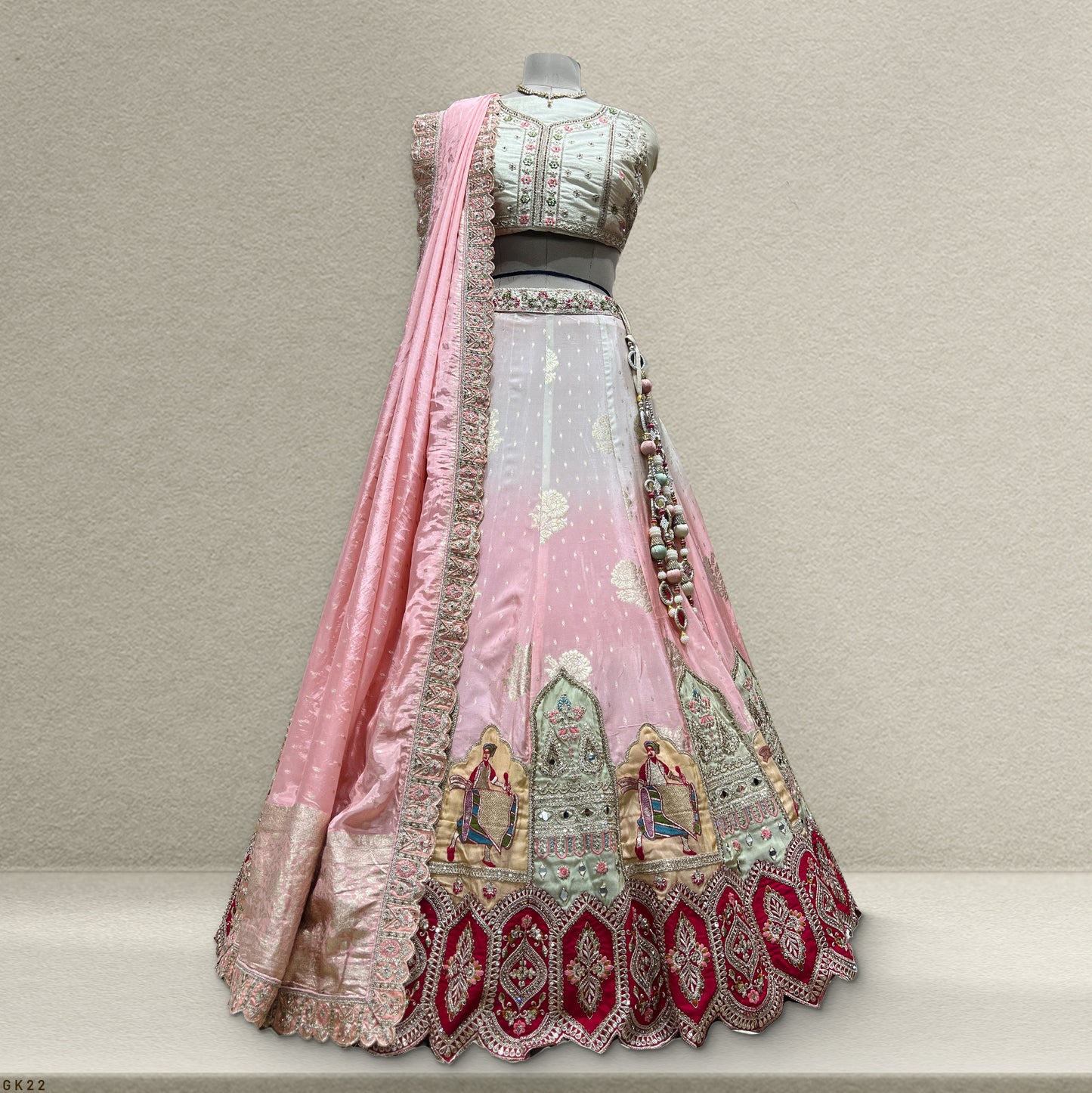 Aisha - Tissue Organza Ombre Designer Soft Pink Lehenga