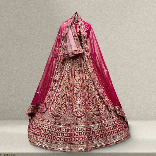 Rajgharana - Double Dupatta Timeless Bridal Lehenga Pink