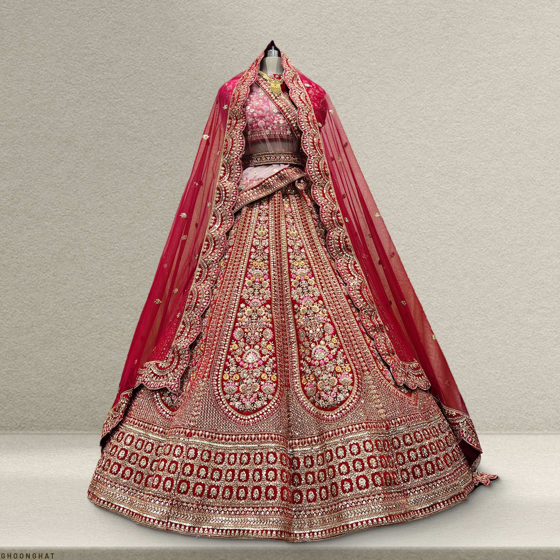 Rajgharana - Double Dupatta Timeless Bridal Lehenga Red