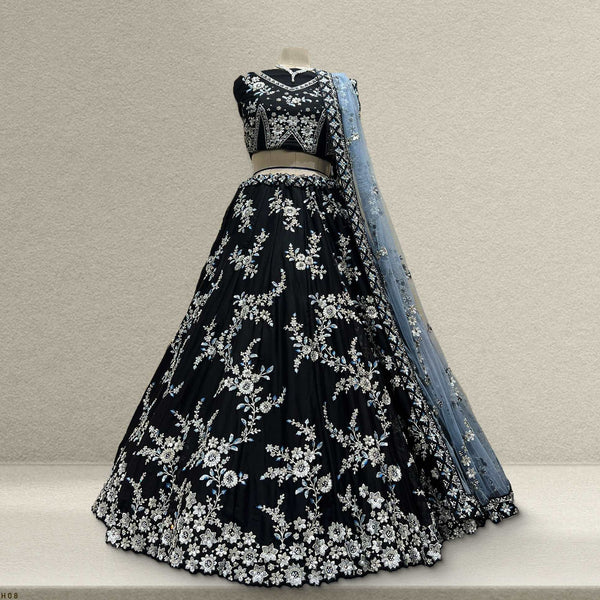 Jazzagals - Black Cocktail Soft Georgette Designer Lehenga JMS Studio {{ Royal Red Bridal Lehenga}}