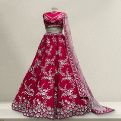 Jazzagals - Soft Georgette Designer Rani Pink Lehenga - JMS Studio