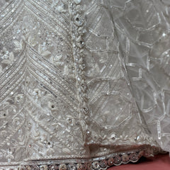 Embroidered sequin and stone net panel detail on lehenga fabric