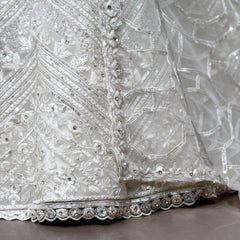 Jazzagals - Ready-to-Wear Off White Net Sequin & Stone Lehenga