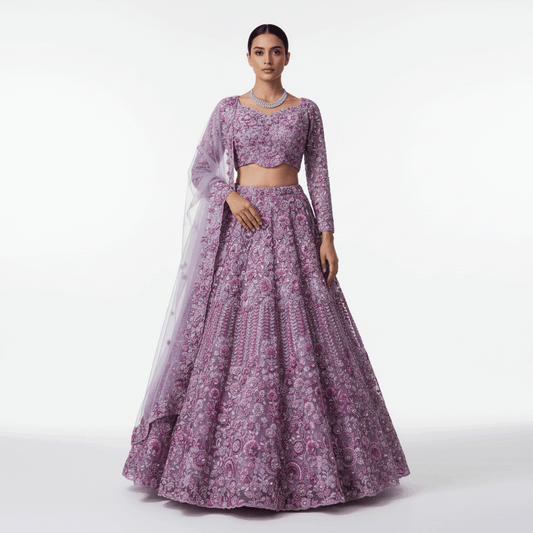 Celestial Collection: Ready-to-Wear Deep Lavender Reception Designer Lehenga