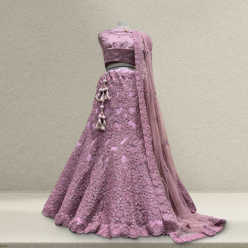 Nikhar - New Partywear Pink Handwork Designer Lehenga JMS Studio {{ Royal Red Bridal Lehenga}}