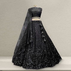 Jazzagals - Designer Replica Monotone Handwork Couture Lehenga Black
