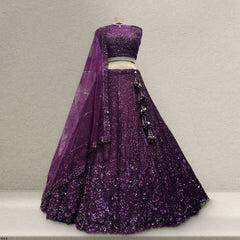 Jazzagals - Designer Replica Monotone Handwork Couture Lehenga Wine