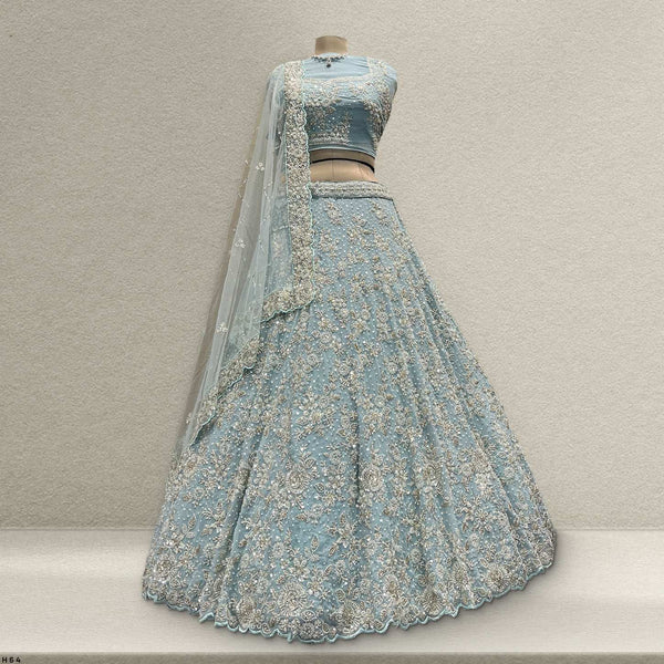 Jazzagals - Designer Replica Powder Blue Handwork Couture Lehenga