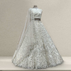 Jazzagals - Designer Replica Pearl White Handwork Couture Lehenga