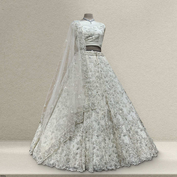 Jazzagals - Designer Replica Pearl White Handwork Couture Lehenga