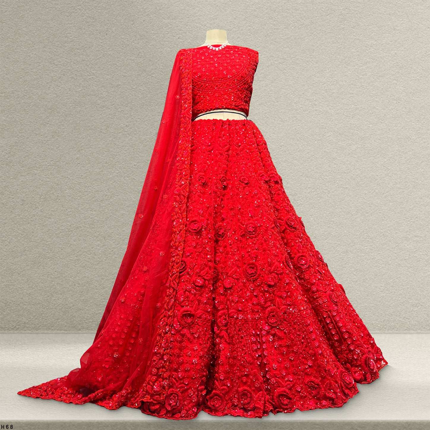 Jazzagals - Designer Replica Monotone Handwork Haute Couture Lehenga