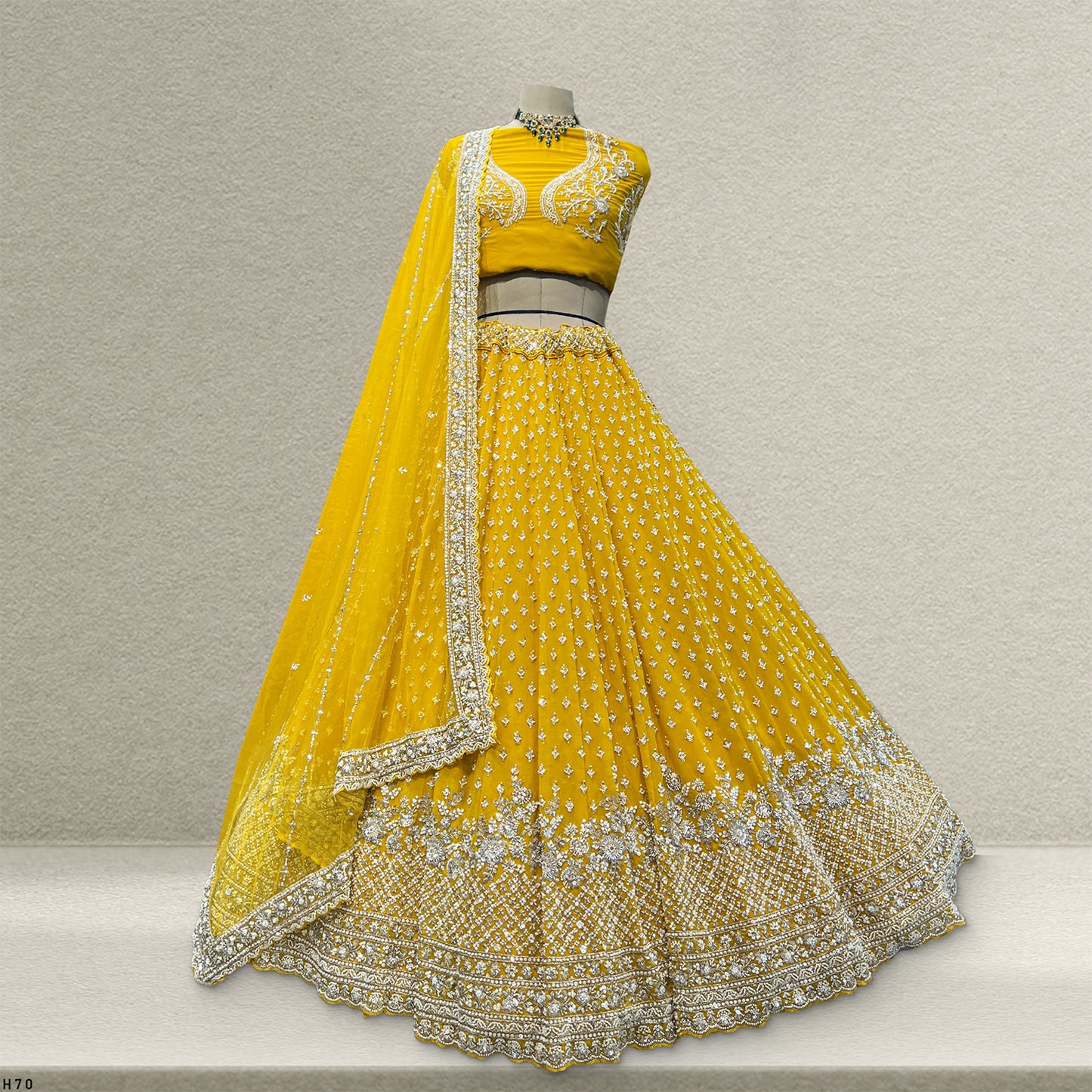Jazzagals - Intricate Handwork Flared Stunning Yellow Georgette Lehenga